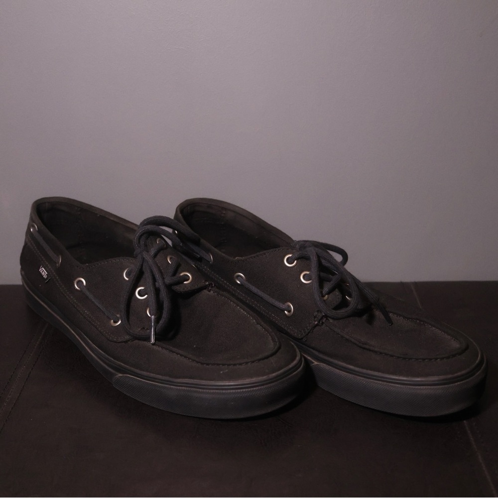 Vans Canvas Black Boat Shoes